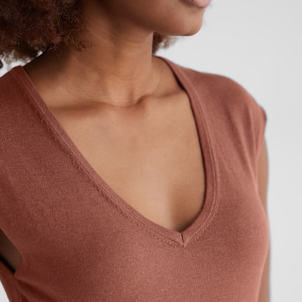 V-Neck Cap Sleeve Tie Waist Midi Sweater Dress - Picture 3 of 6